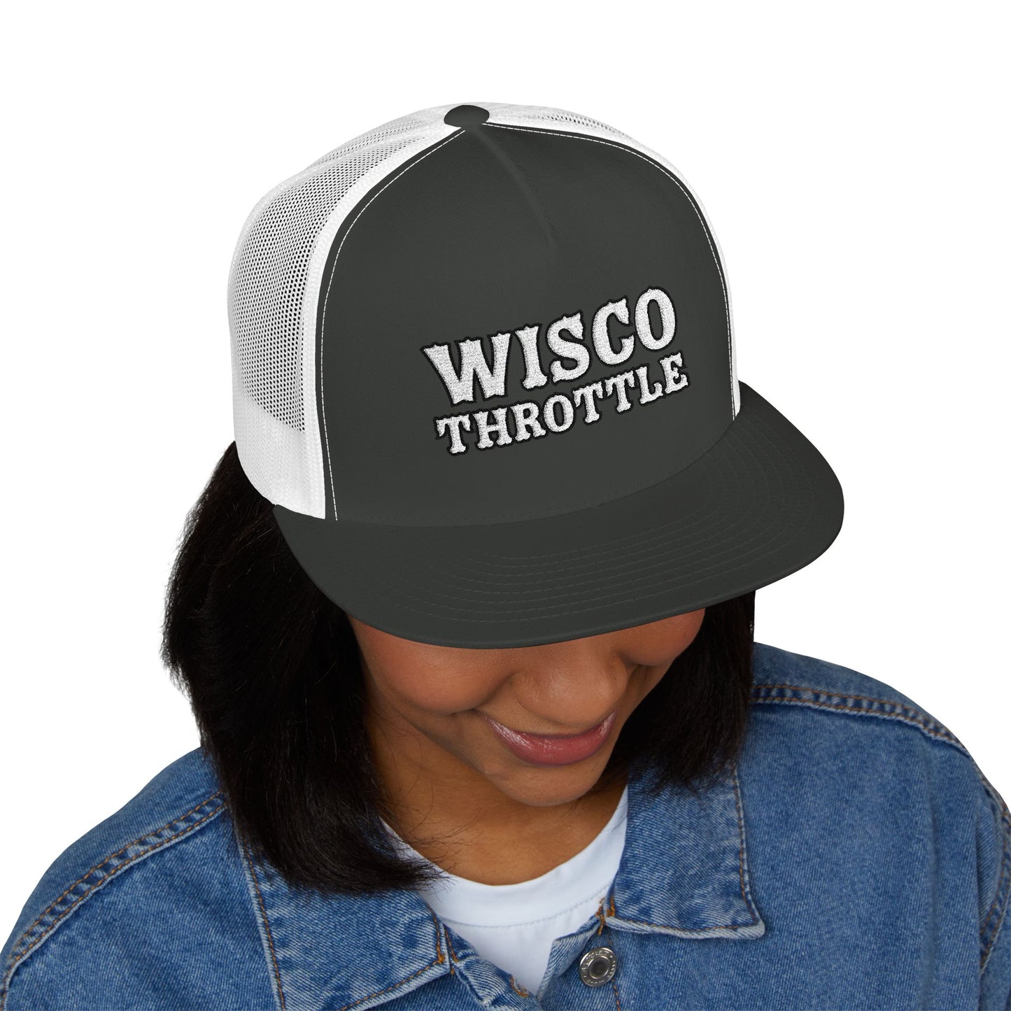 Wisco Throttle Embroidered Flat Bill Cap