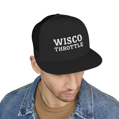 Wisco Throttle Embroidered Flat Bill Cap