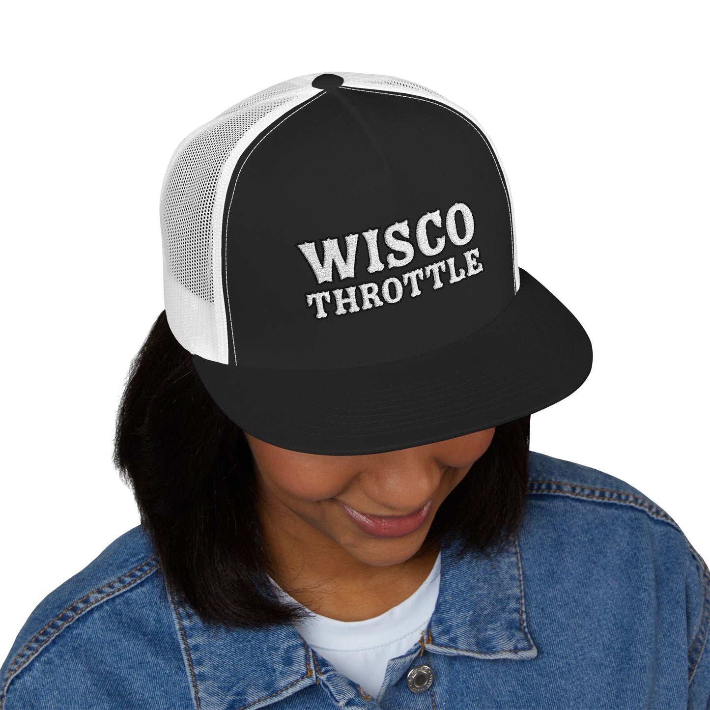 Wisco Throttle Embroidered Flat Bill Cap