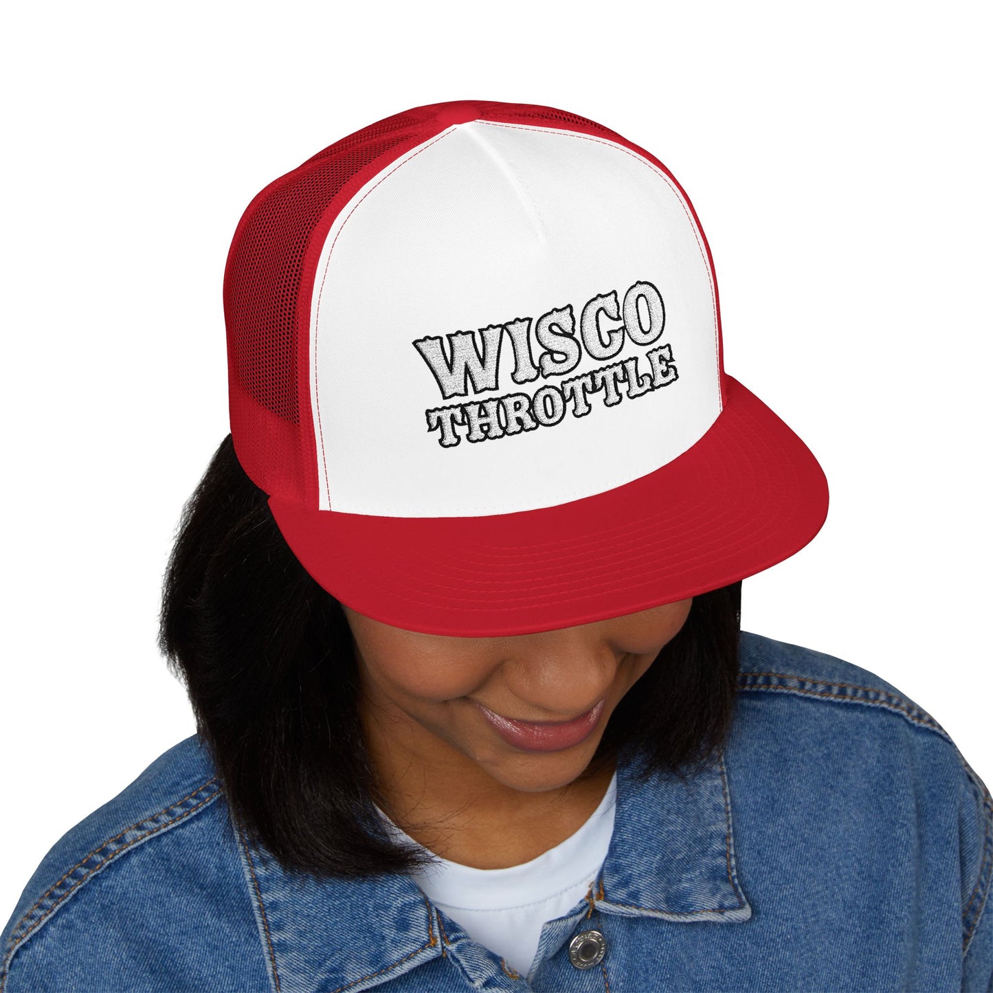 Wisco Throttle Embroidered Flat Bill Cap