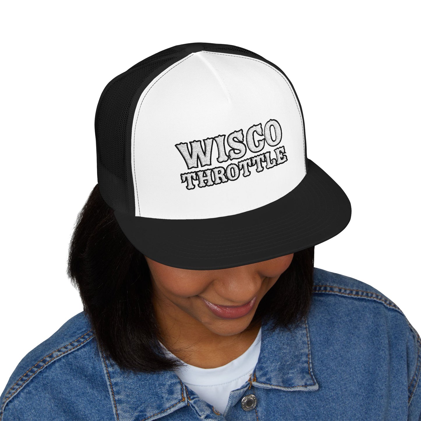 Wisco Throttle Embroidered Flat Bill Cap