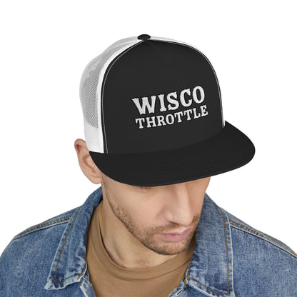 Wisco Throttle Embroidered Flat Bill Cap