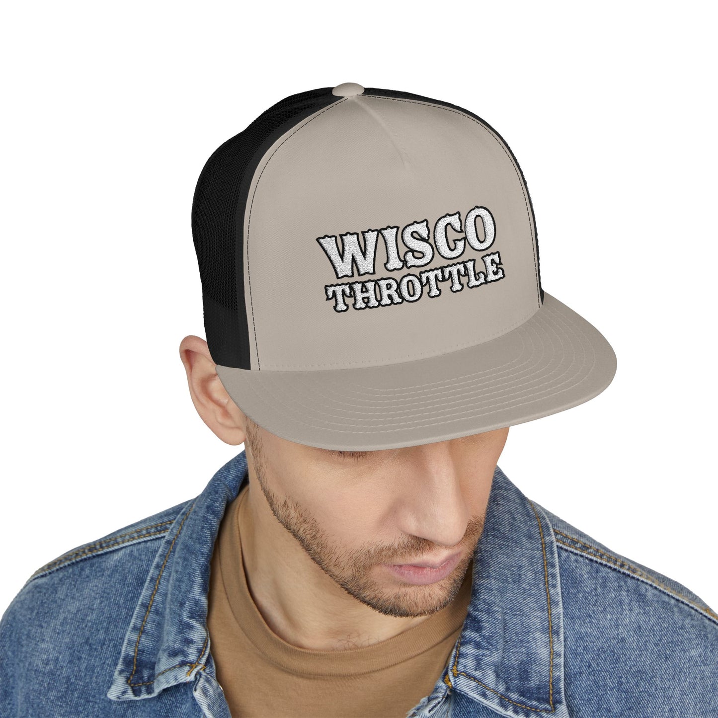 Wisco Throttle Embroidered Flat Bill Cap