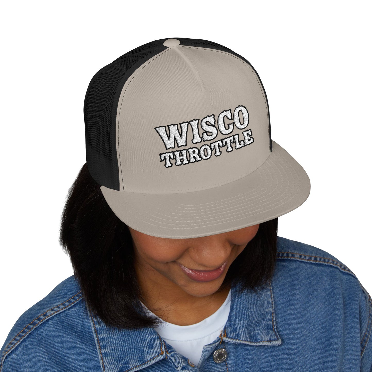 Wisco Throttle Embroidered Flat Bill Cap